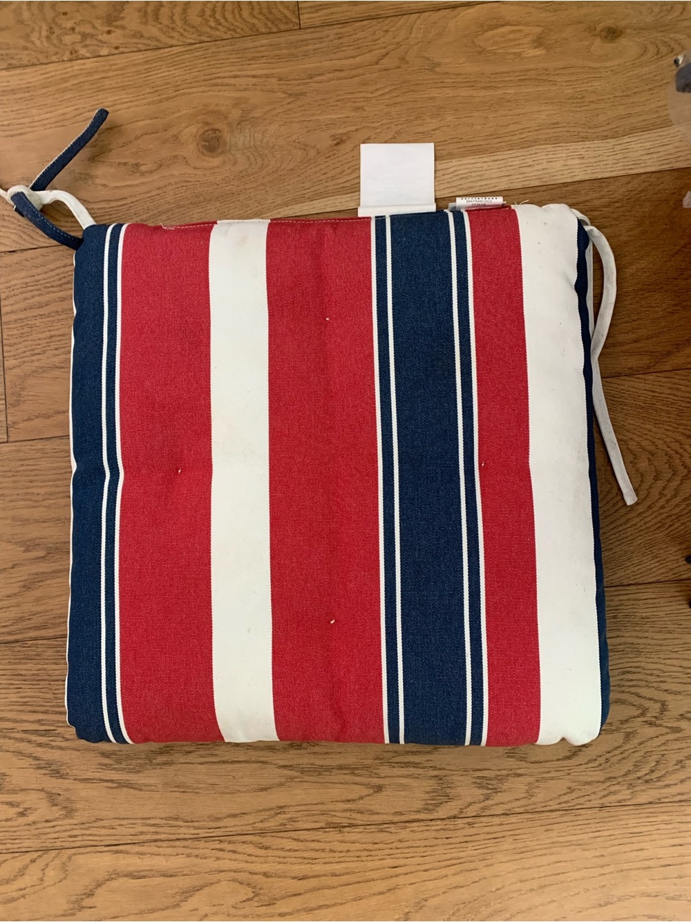 Pottery Barn Set of 6 Red, White & Navy Striped Seat Dining Cushions - Picture 2 of 14
